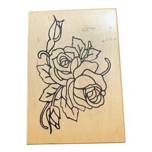 Creations Oversized Roses With Leaves Rubber Stamp